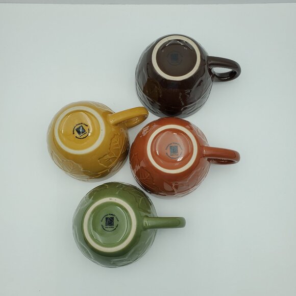 Signature Homestyles Embossed Leaves Mugs Round Etched Leaf Coffee Mugs - Picture 4 of 9